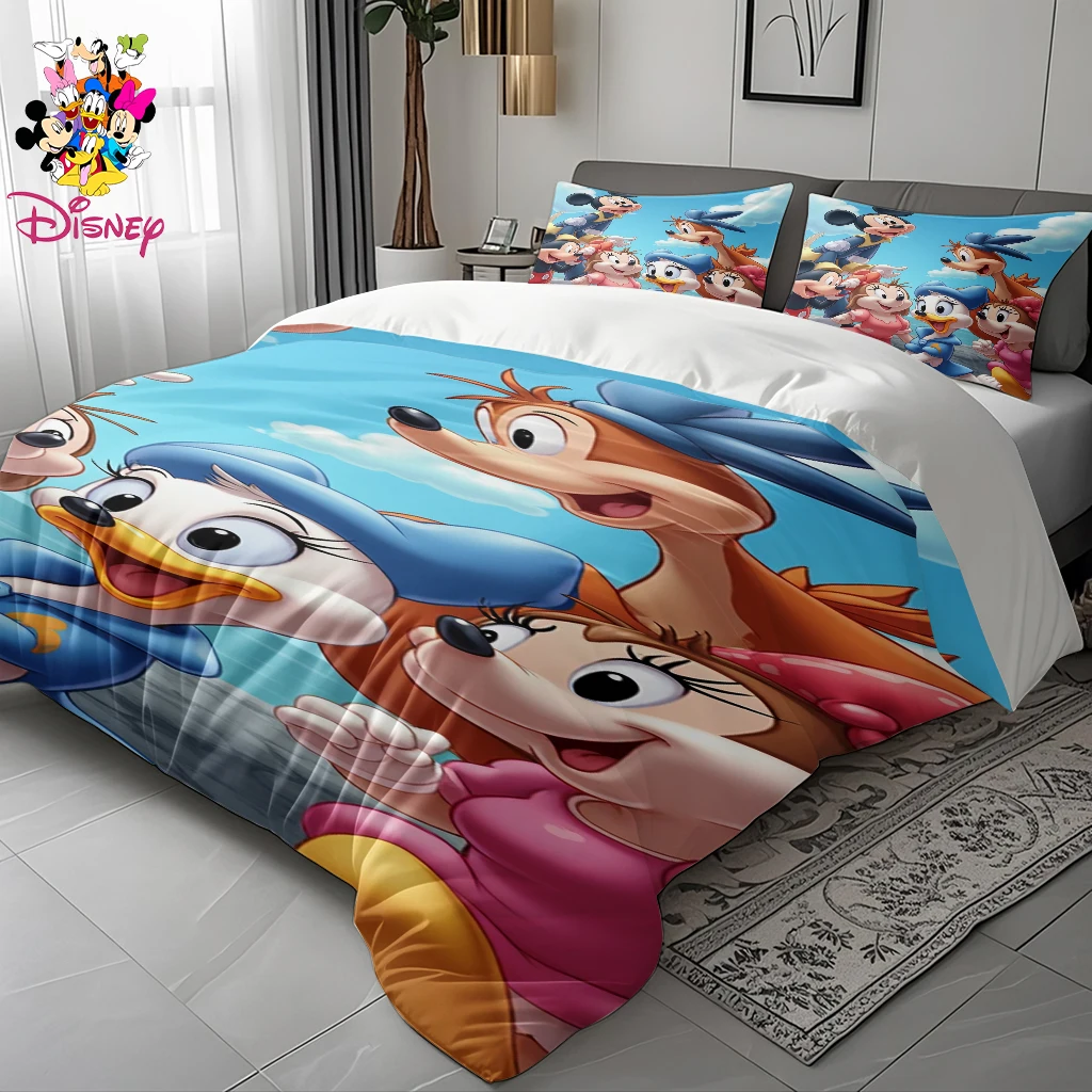 طقم غطاء لحاف ديزني ستيتش ميكي 2/3 قطعة بدون حشو، مفروشات مريحة عصرية لغرف النوم العائلية