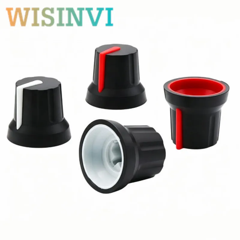 10pcs 16x14.5mm Rubber Potentiometer Knob 6mm D Shaft/Flower Shaft Volume Control Knob for Amplifier Audio Equipment