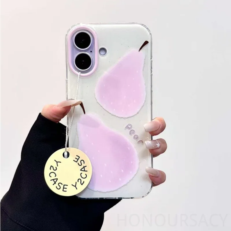 

Ins Style Simple Purple Pear IMD Double-layer Phone Case Suitable for IPhone 17 Series 16 15 14 13 12 Anti-fall Protective Cases