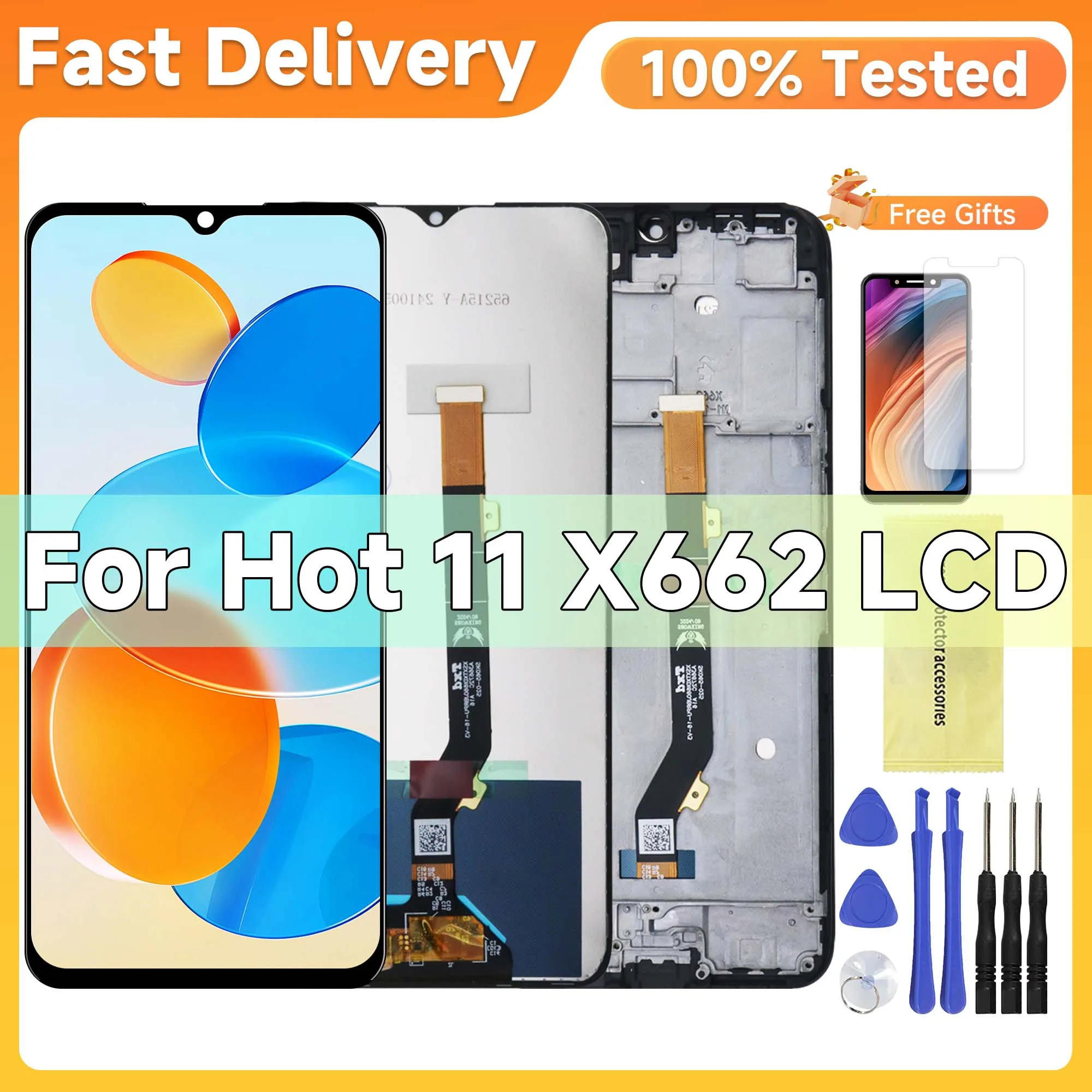 

6.6" Original Display For Infinix Hot 11 X662 LCD Display Touch Screen Digitizer Assembly X662B Hot 11 Display Replacement