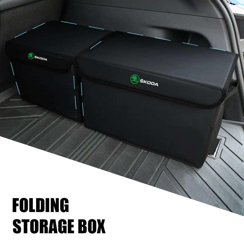 Car Trunk Stowing Tidying Large Capacity Storage Box Organizer Bag For Skoda S Octavia Mk3 Fabia 2 Superb 2 VII Kamiq Kodiaq VRS