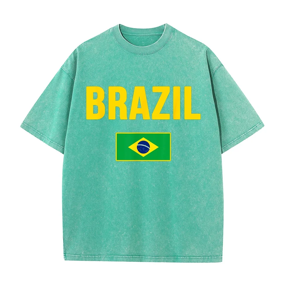 Brazil Brazilian Flag Brasil Bandera Bandeira T-Shirt Men's T Shirts Sale Men Breathable Printed Shirt Natural Casual Tee