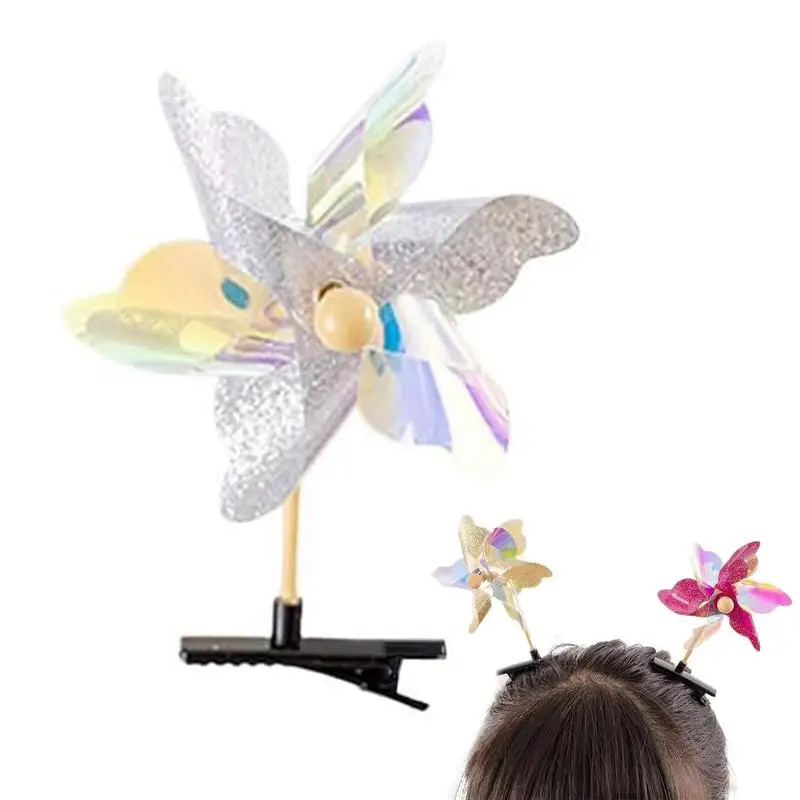 Pinwheel con paillettes forcina per capelli carino Pinwheels Festival morsetto per capelli Rave fermagli a scatto per capelli in alligatore accessori casuali per cartoni animati