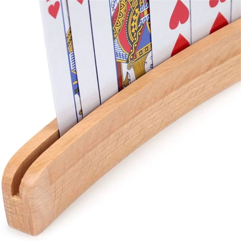 

Curved Wooden Playing Cards Holder Tray Rack Organizer Solid Card Holder For Bridge Canasta Strategy Card Playing 2/3/4 Pieces