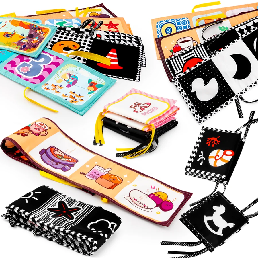 1PCS Kids Cognitive Cloth Book Cartoon Patterns Tearable Baby Early Learning Cloth Book Soothing Toys for Noisy Babies yy20