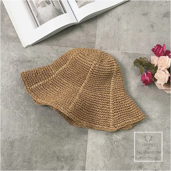 2022 Women\'s Summer Bucket Folding fashion stripe Straw Hat Panamas UV Protection Sun Visor Seaside Beach Hat Tide Summer Hats