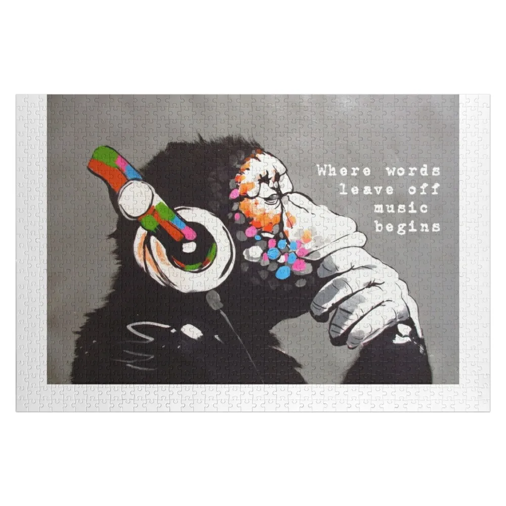 

Where words leave off music begins - Banksy Art and Music Quote Jigsaw Puzzle Customized Toys For Kids Puzzle