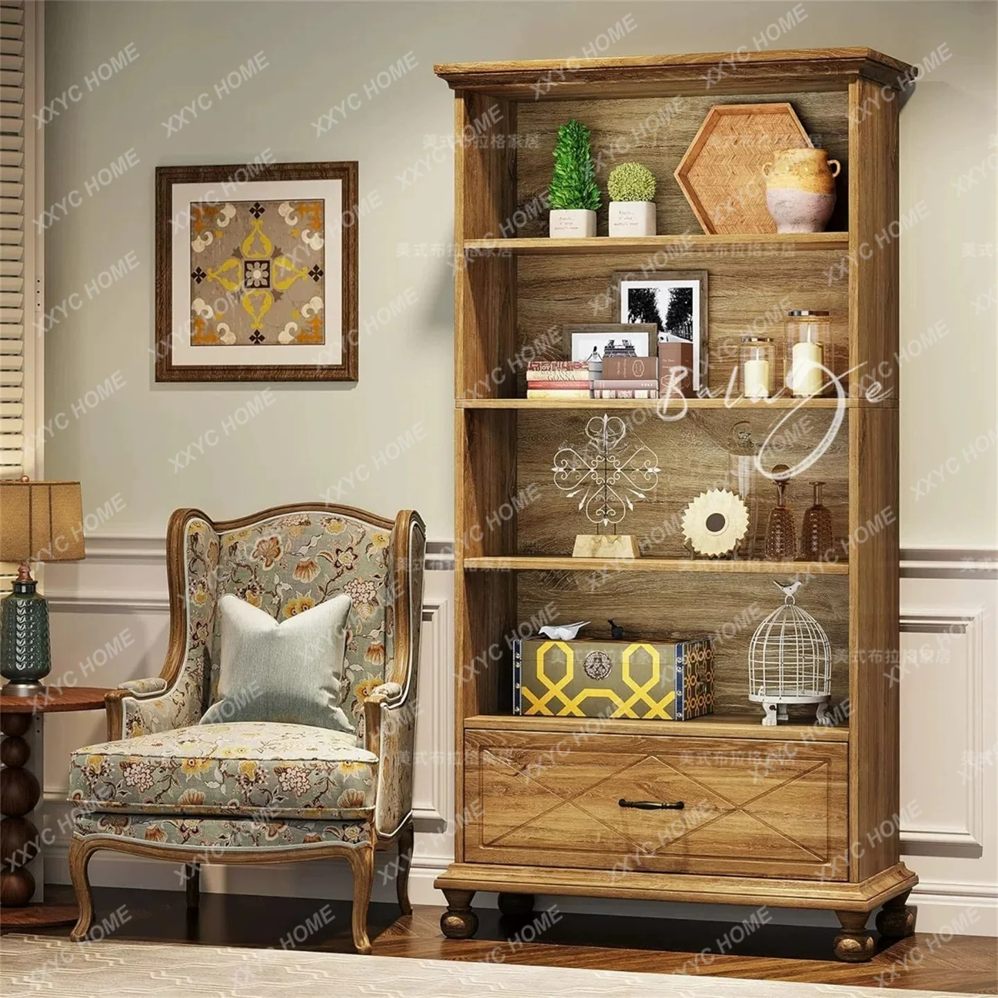 Solid wood antique model room study case display case storage locker