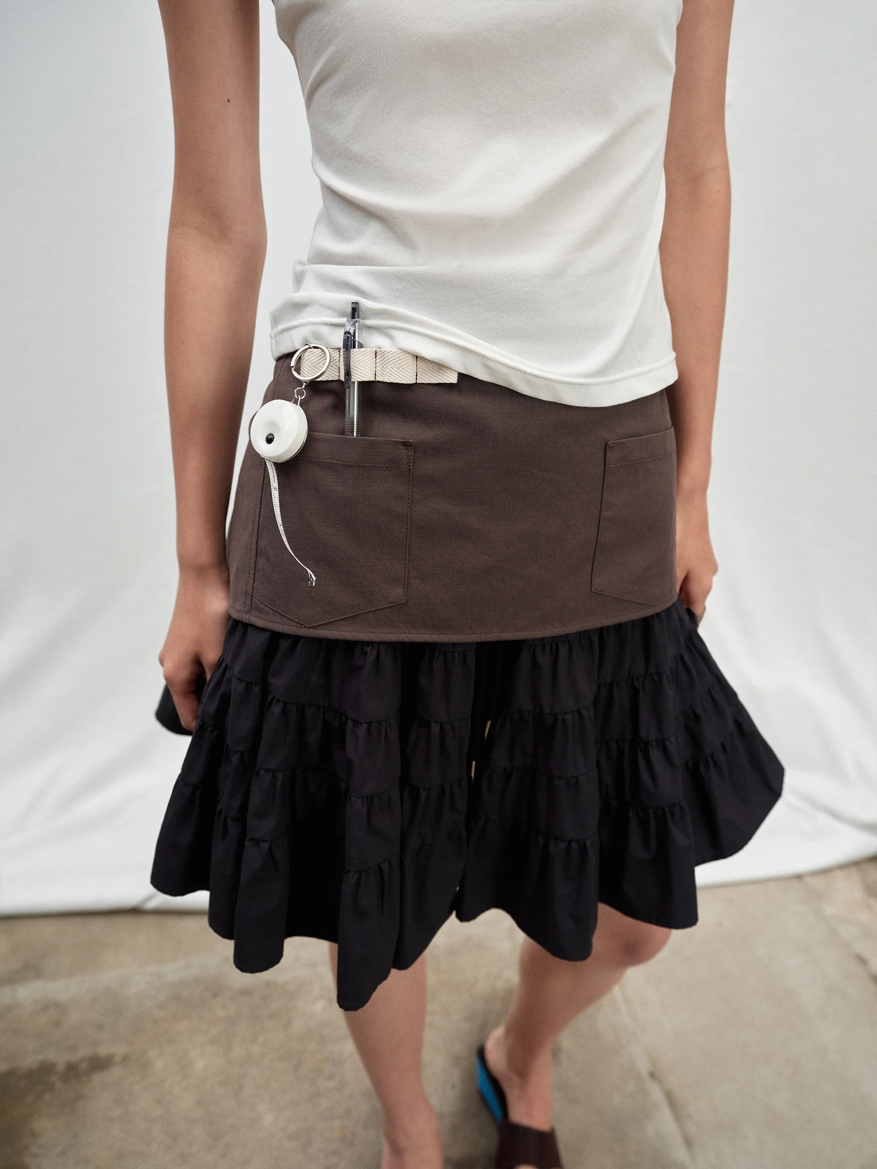 SHKUCO Texture Rich Layering Silk Cotton Short Apron Skirt High Waist Pleated High Quality Women's Summer Fashion Skirts