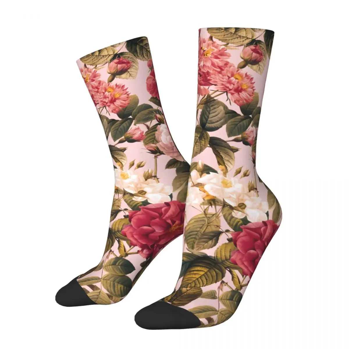 Flower Market Poster Flower Wall Flower Wall Art Men's Socks Retro Harajuku Street Style Novelty Seamless Crew Sock