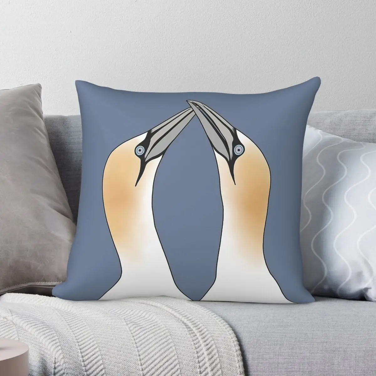 Northern Gannet Pair Pillowcase Polyester Linen Velvet Creative Zip Decorative Pillow Case Room Cushion Cover