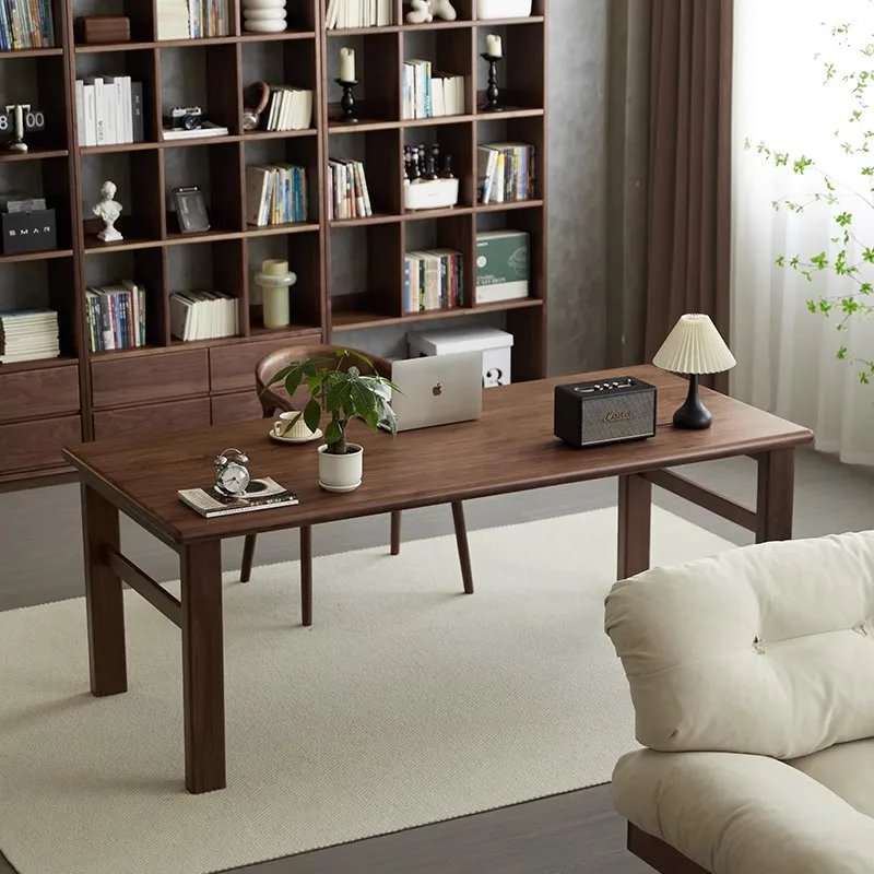 Black walnut solid wood legs computer desk large board log desk desk cherry wood dining table all solid wood