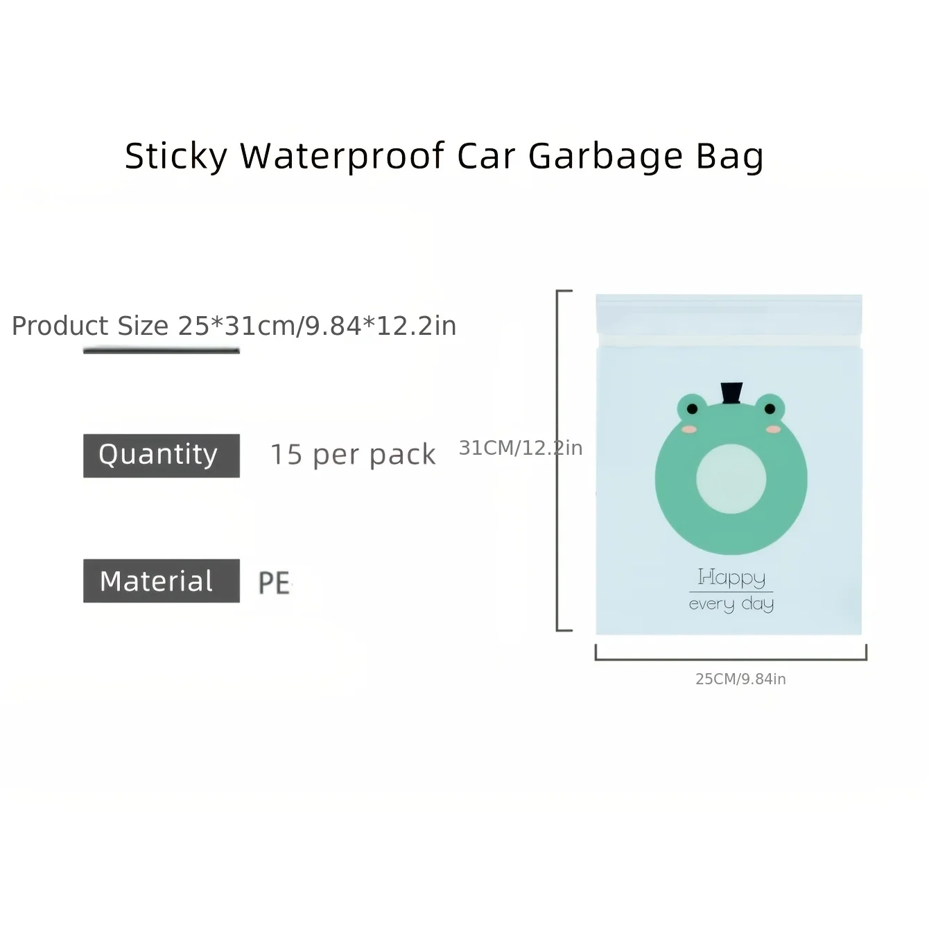 15Pcs Self-Adhesive Disposable Car Trash Bags Leak-Proof Waterproof Auto Interior Accessories Car Rubbish Bags