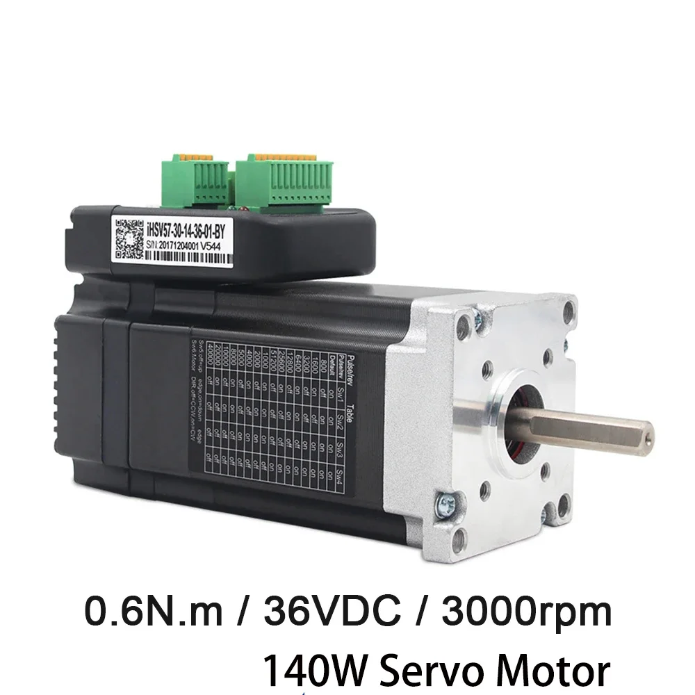 JMC 140W Nema 23 Integrated AC Servo Motor Driver 36VDC 0.6N.m 3000RPM 6A Mini Servo Motor Driver iHSV57-30-14-36