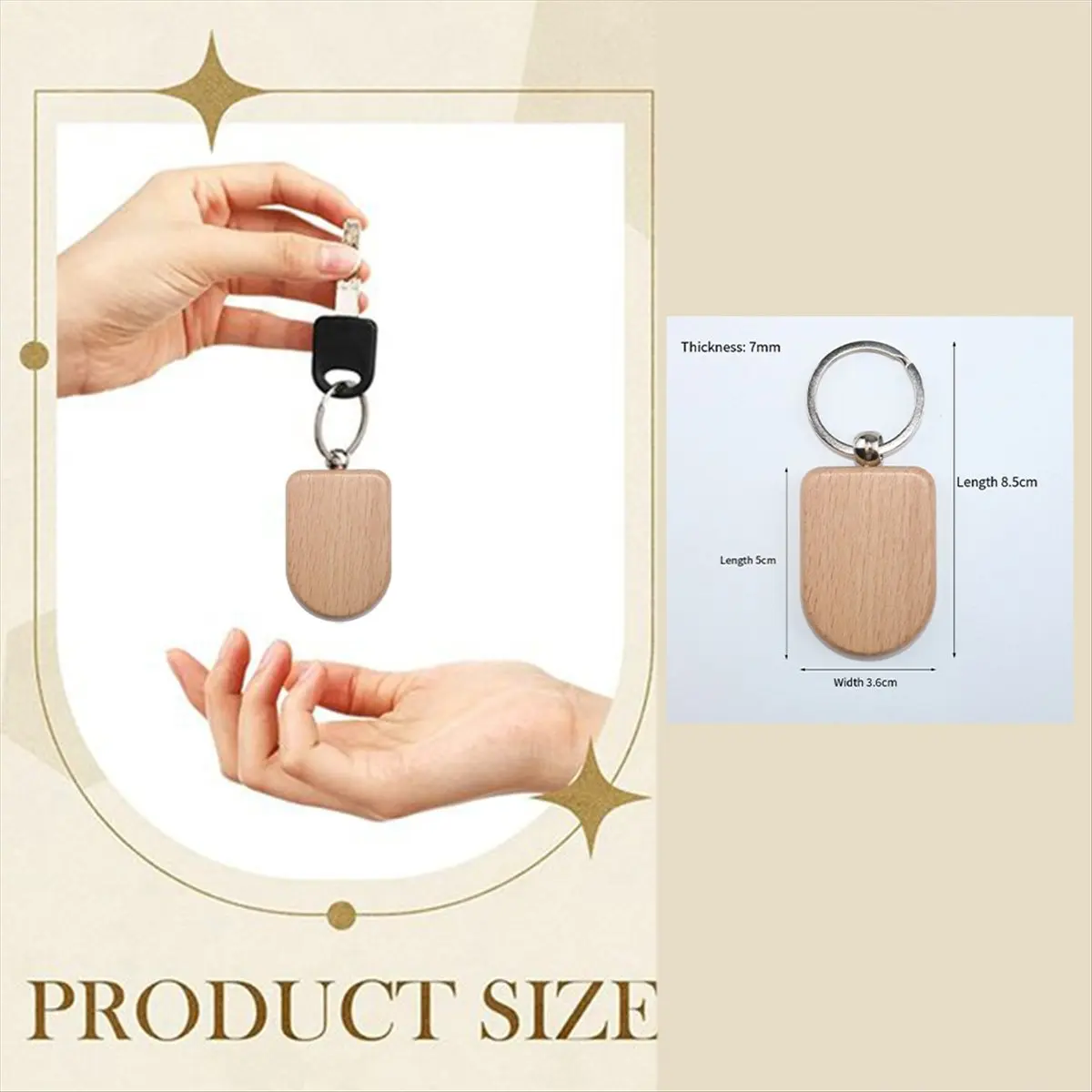 Super Sale 50 Pieces Blank Wooden Key Tag Key Engraving Blanks Unfinished Wood Keychain Key Ring Key Tags for DIY Crafts Style 7