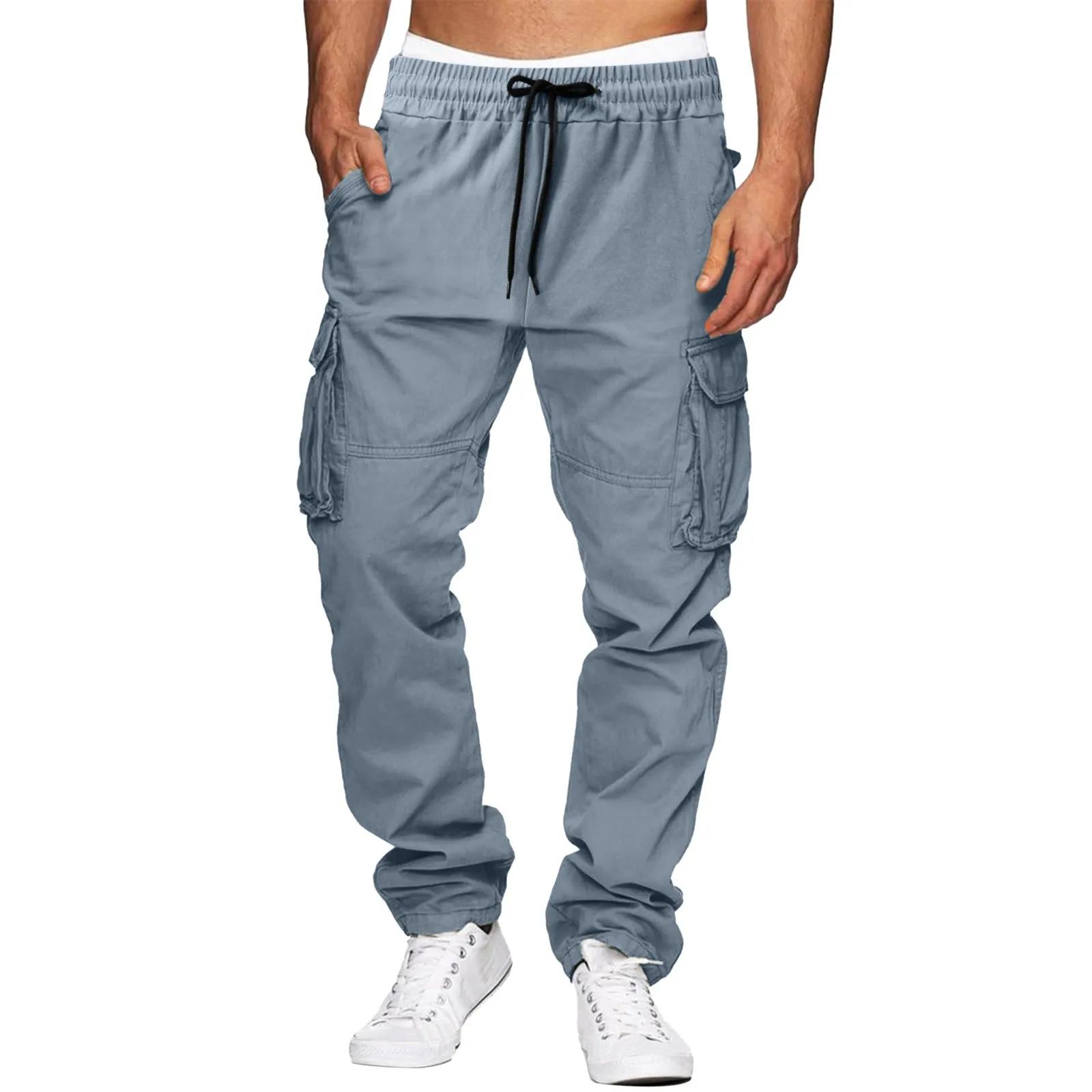 2025 New Men's Cargo Pants Casual Multi-Pocket Sports Trousers Drawstring Male Joggers Sweatpants Hip Hop Harem Pants Streetwear