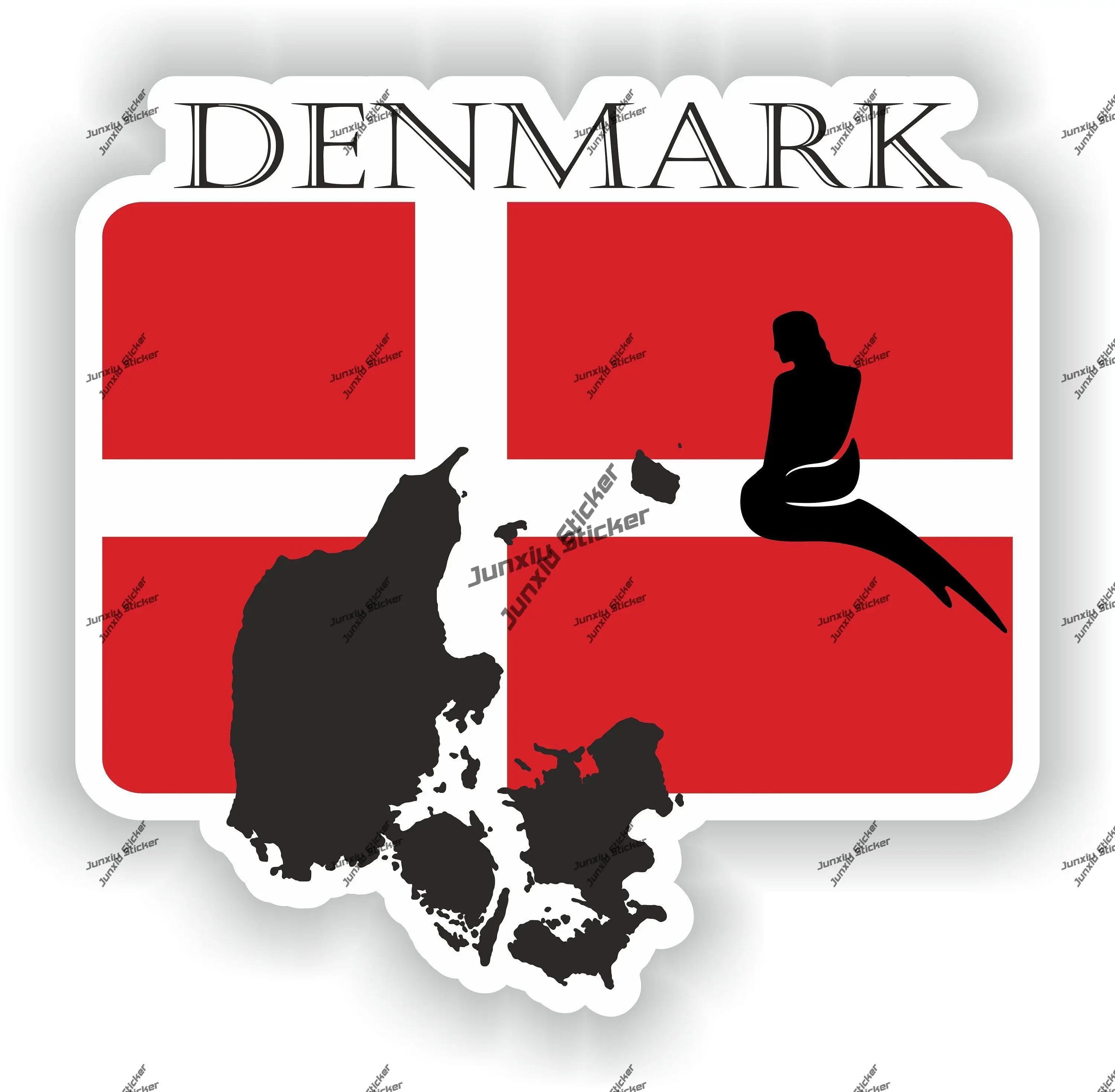 Denmark Sticker Coat of Arms of Denmark Danes Outline Flag Decal for Car SUV Truck Pickup Camper Rearview Mirror Anti Scratch