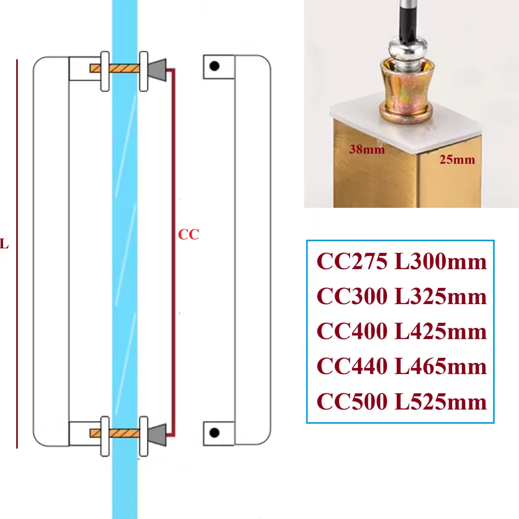 1Pc Stainless Steel Entry Glass Door Bar Pull With Curved Corner Bathroom Rose Gold Matte Gun Black