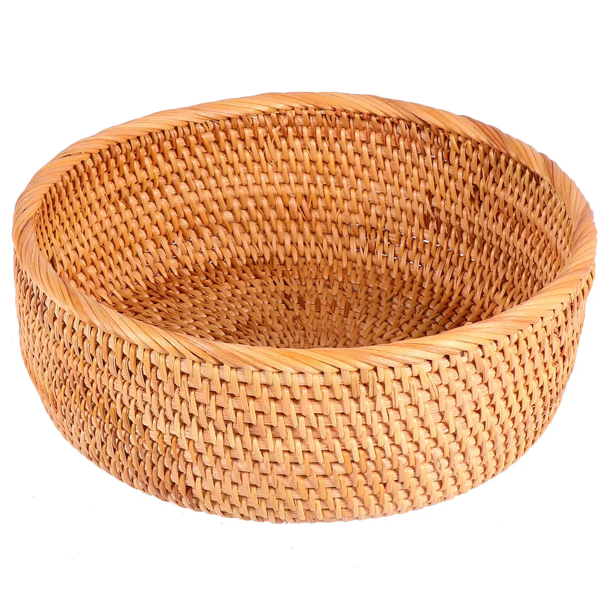 

Rattan Woven Basket Smooth Storage Buckets Fruit Snack Holder Home Tidy Serving Trays Gift Housewarming