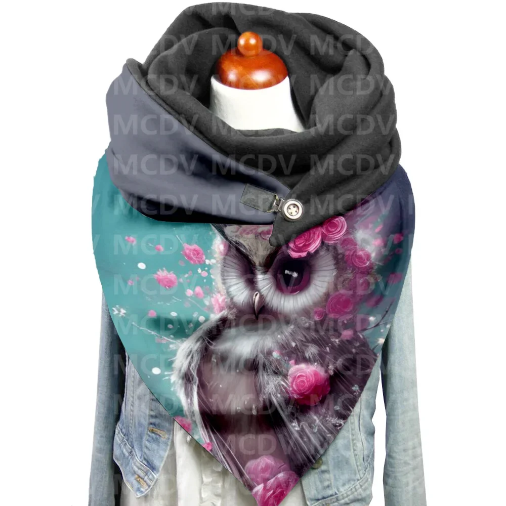 Owl 3D Printed Casual Scarf And Shawl for Women Warm and Comfortable Scarf