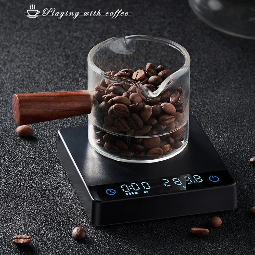 2kg Espresso Electronic Scale Smart Hand-brewed Coffee Dedicated Timing Scale LED Coffee Bean Scale Kitchen Weighing Tool