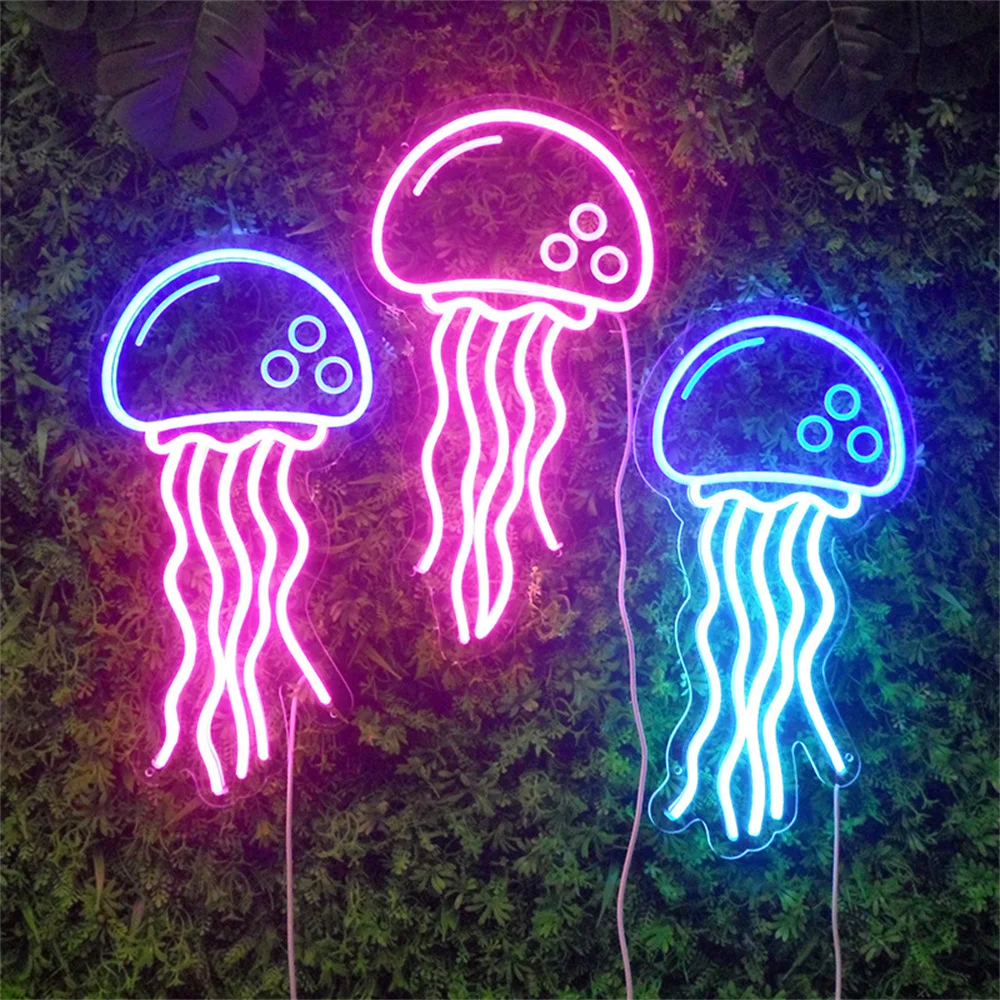 

Creative Modeling Jellyfish Lights Led Neon Sign Home Room Layout Modeling Lights Ins Style Neon Light Bedroom Wall Decor