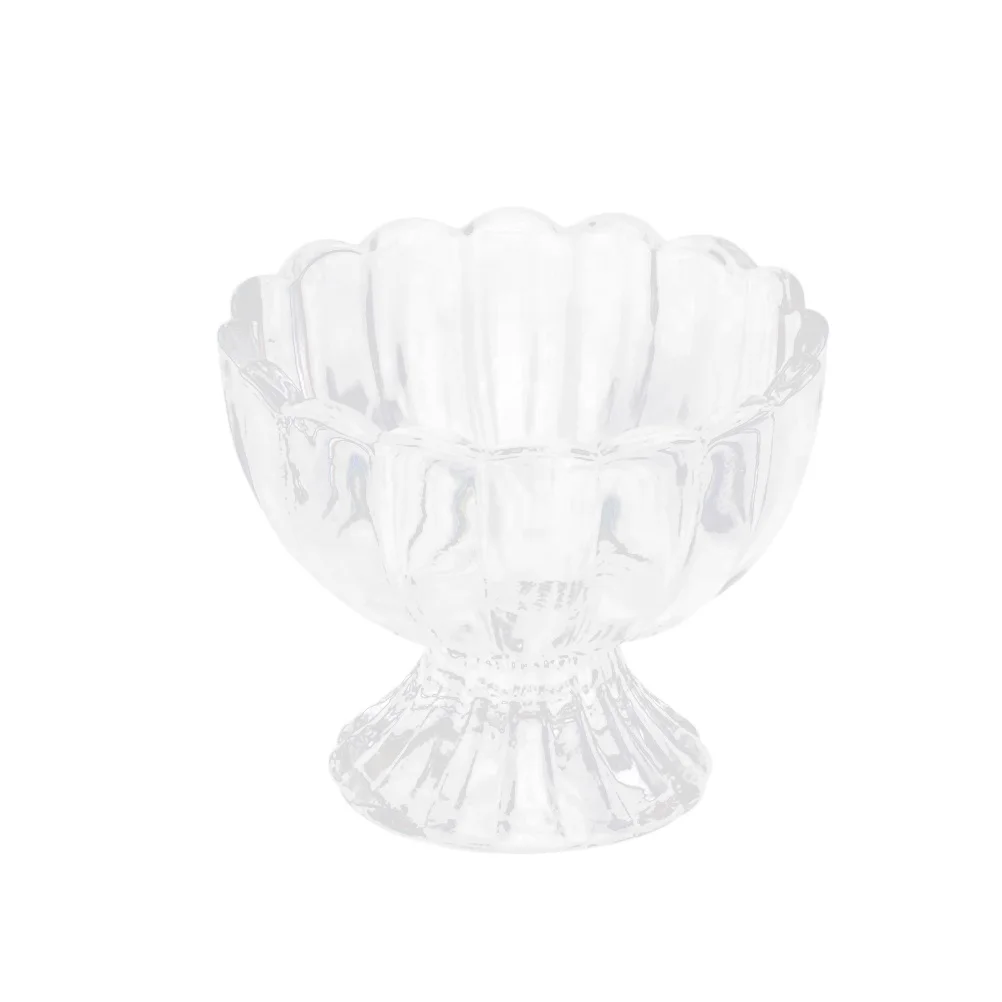 

1Pcs Transparent Lotus Glass Dessert Cup Eco-Friendly Glass Cup Salad Ice Cream Pudding Sundae Serving Bowl