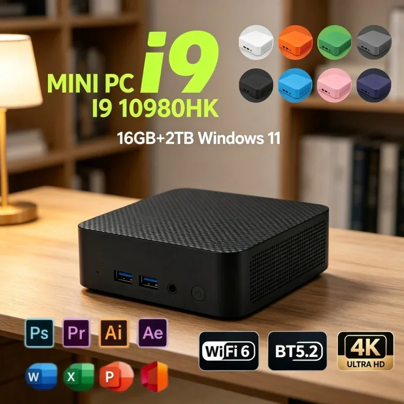 Mini PC Intel I9 10980HK Win11 Pocket Size Desktop Computer 16GB RAM 2TB SSD WIFI6 BT5.2 4K Output Gaming Mini PC For Office
