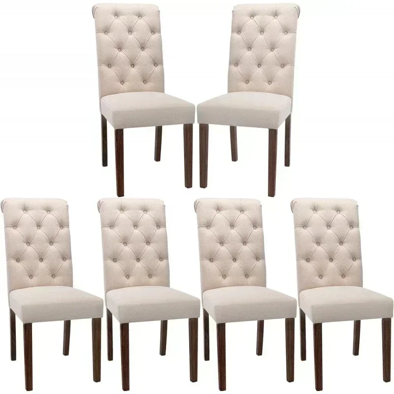 Button Tufted Dining Chairs Set of 6,Upholstered Fabric Room