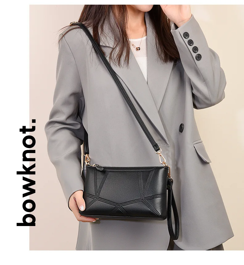 Soft leather mobile phone storage loose change clutch, versatile, multi-functional, large-capacity single-shoulder crossbody bag
