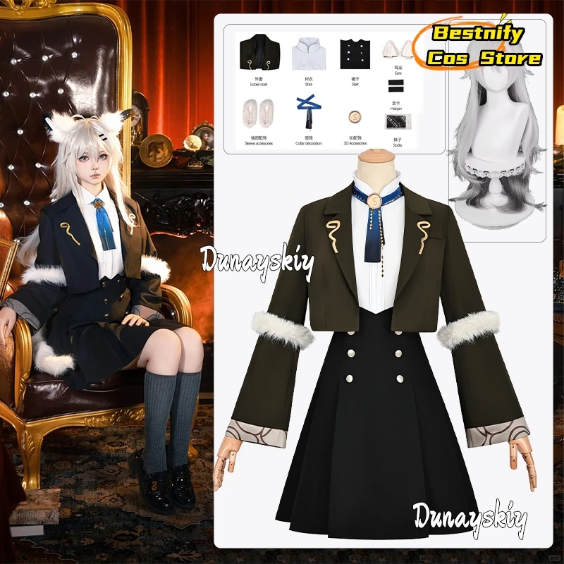 Game Arknights Lappland Cosplay Costume School Uniform Dresses Casual Wear Suit Wig Accessory Anime Role-playing Women's Dresses