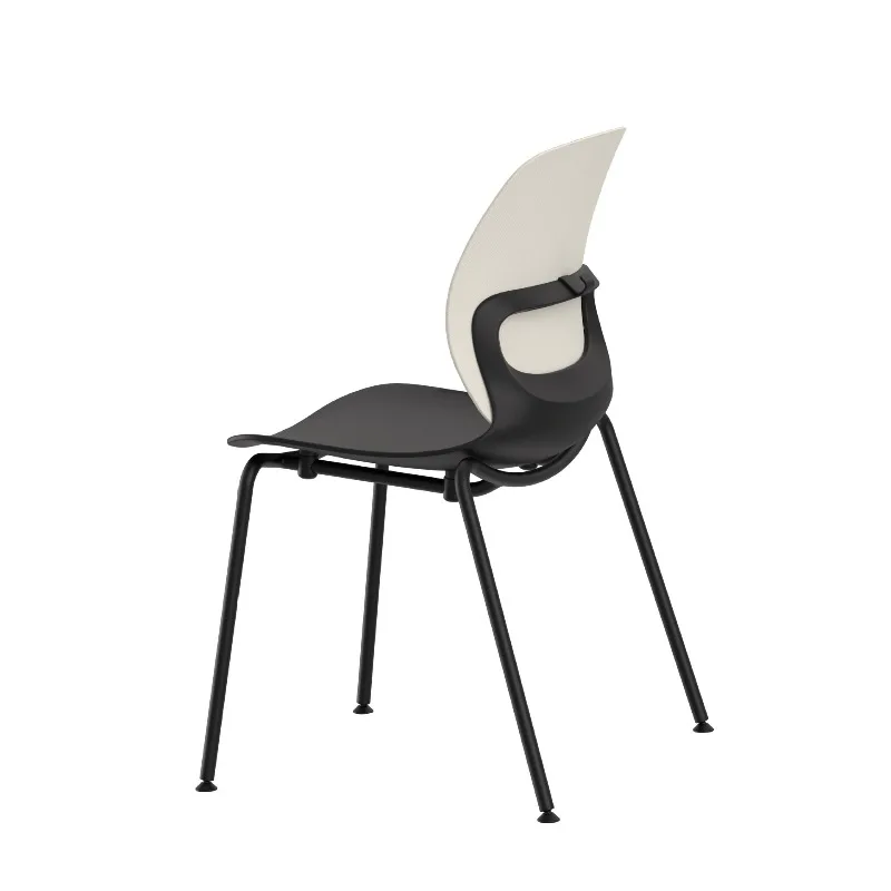 two-color splicing integrated plastic chair, thickened wrought iron four-legged chair, simple stackable chair
