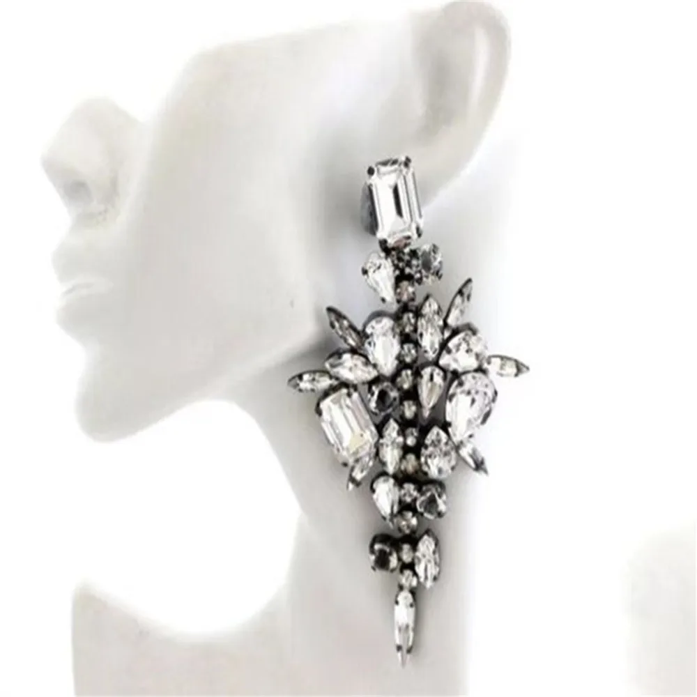 Gorgeous Rhinestone Chandelier Wedding Large Drop Dangle Earrings for Women Clear Crystal Dynasty Bridal Earrings Party Jewelry