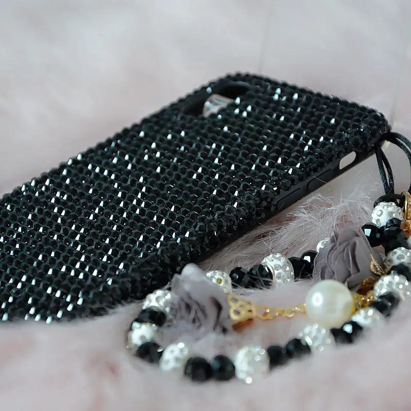 Handmade Black Rhinestone Phone Case for Samsung Galaxy S24 S23 S22 S21 Ultra Plus S20 FE A35 A34 A33 Funda Covers