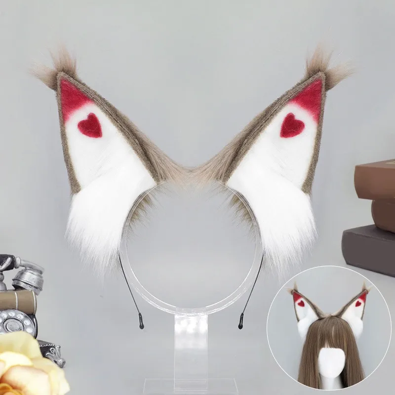 1PC Furry Animal Ears Headwear Bendable Ears Headband Anime Costume Red Devil Headwear Cosplay Hairhoop Masquerade Party Hair Ac