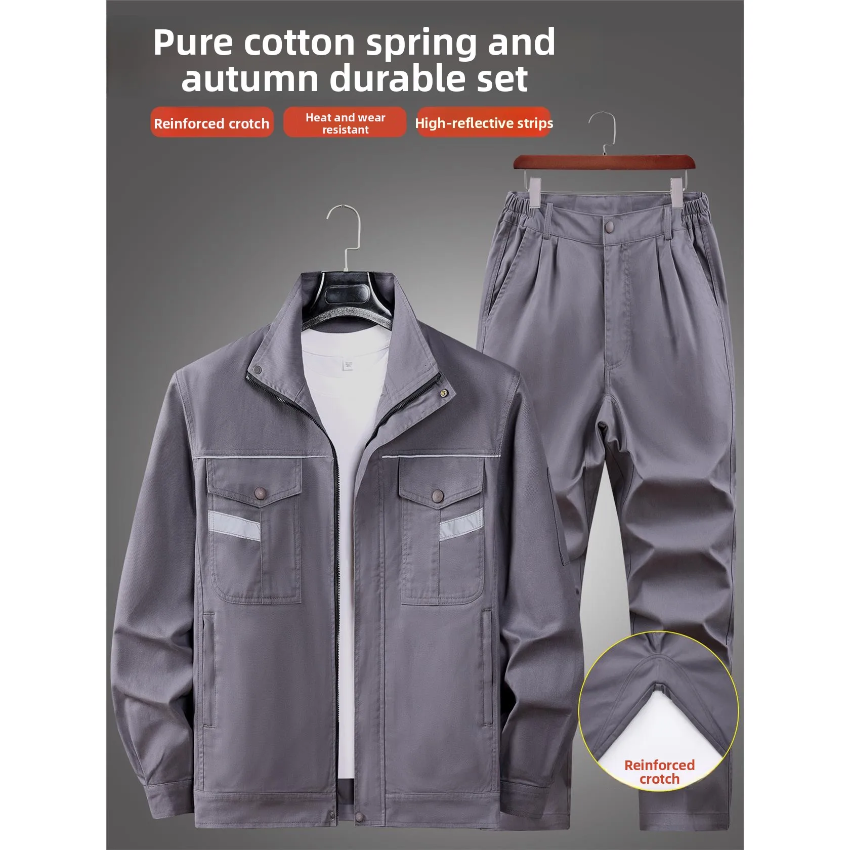 

Thiened Pure Cotton Work orm Set for Men Wear Resistant Workwear Welding Suit Spring Autumn Long Sve Jaet