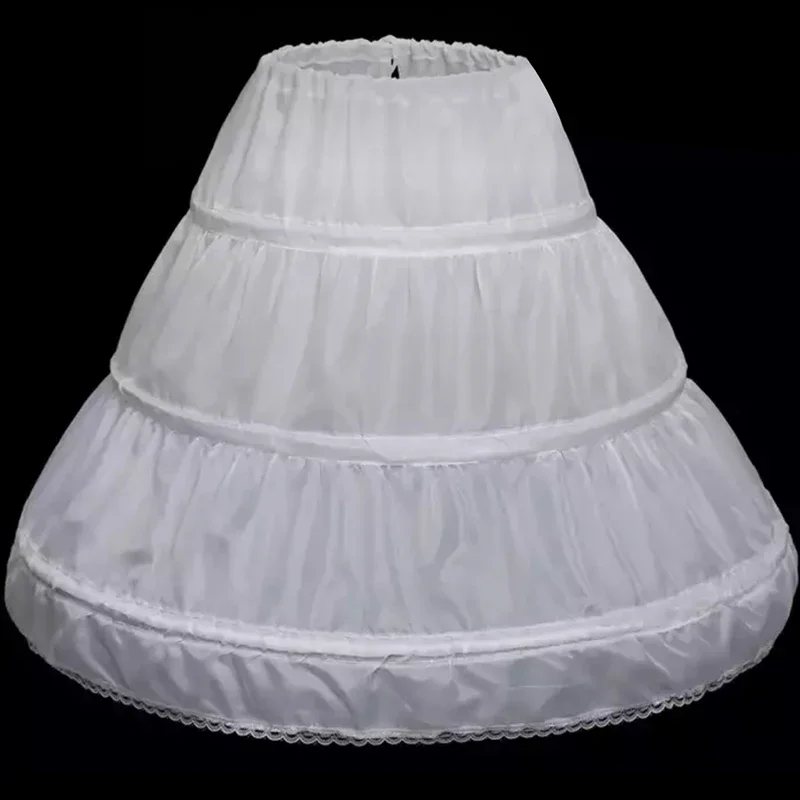 White Girls Petticoat Underskirt Cosplay Party Short Dress Princess Birthday A-Line 3 Hoops Petticoat Summer Skirt for Girls