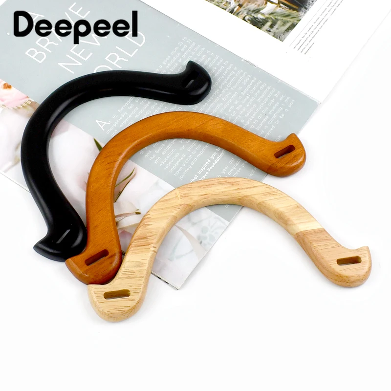 2Pcs Deepeel 22*10.5cm New Wooden Bag Handles Purse Frame Kiss Clasp Brackets Handle DIY Handmade Handbag Woven Bags Accessories