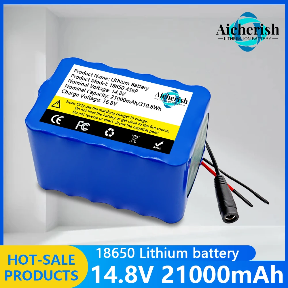 

New 18650 4S6P 14.8V 21Ah Rechargeable Lithium Battery Pack with BMS,for heater miner's lamp amplifier Replacement battery