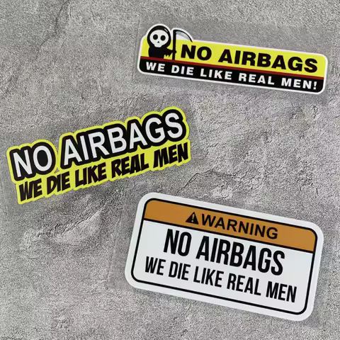 NO AIRBAGS Motorcycle Stickers Waterproof Funny Decals Safety Warning Motobike Moto Fuel Tank Vinyl Decoration Accessories