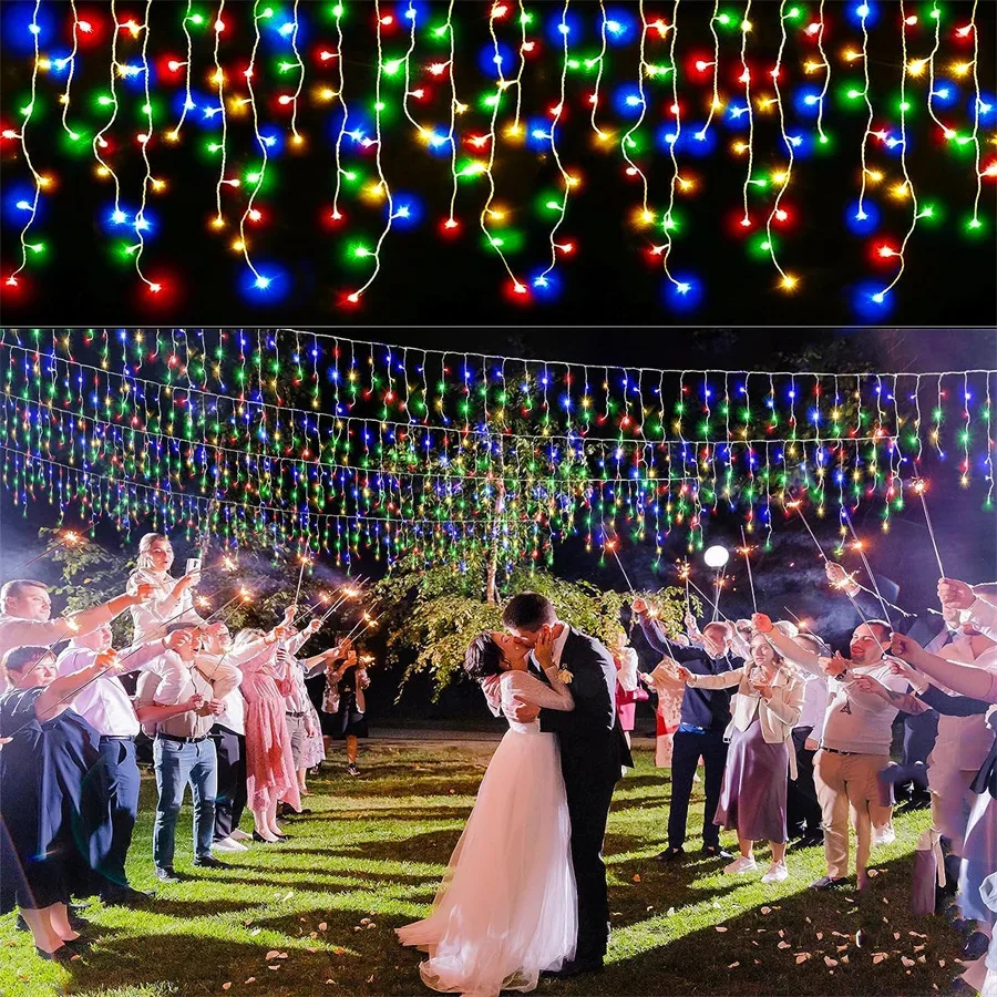 4-40M LED Icicle Light Outdoor Christmas Party Fairy String Light Outdoor Garden Patio Eave Extendable Dripping Light Garland