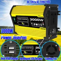DC 12V To AC 110/220V 3000W Intelligent Power Inverter Dual USB Car Voltage Transformer Modified Sine Wave Car Charger Converter