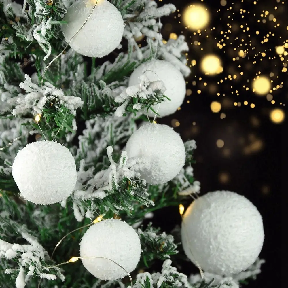 6/12pcs 4/6/8/10cm White Christmas Balls Round Styrofoam Balls Christmas Tree Hanging Ornament Christmas Ball Decorations