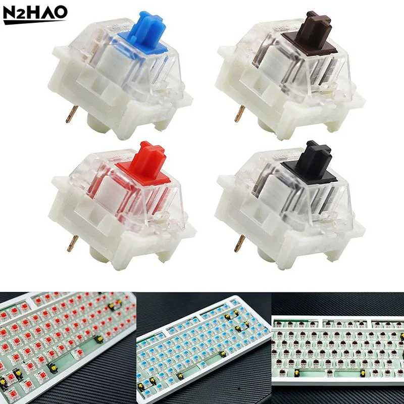 30/50/90Pcs Keyboard Switch Clicker Key Replacement 3 Pin Tactile Switch For Mechanical Keyboard Include Keycap Puller Brush