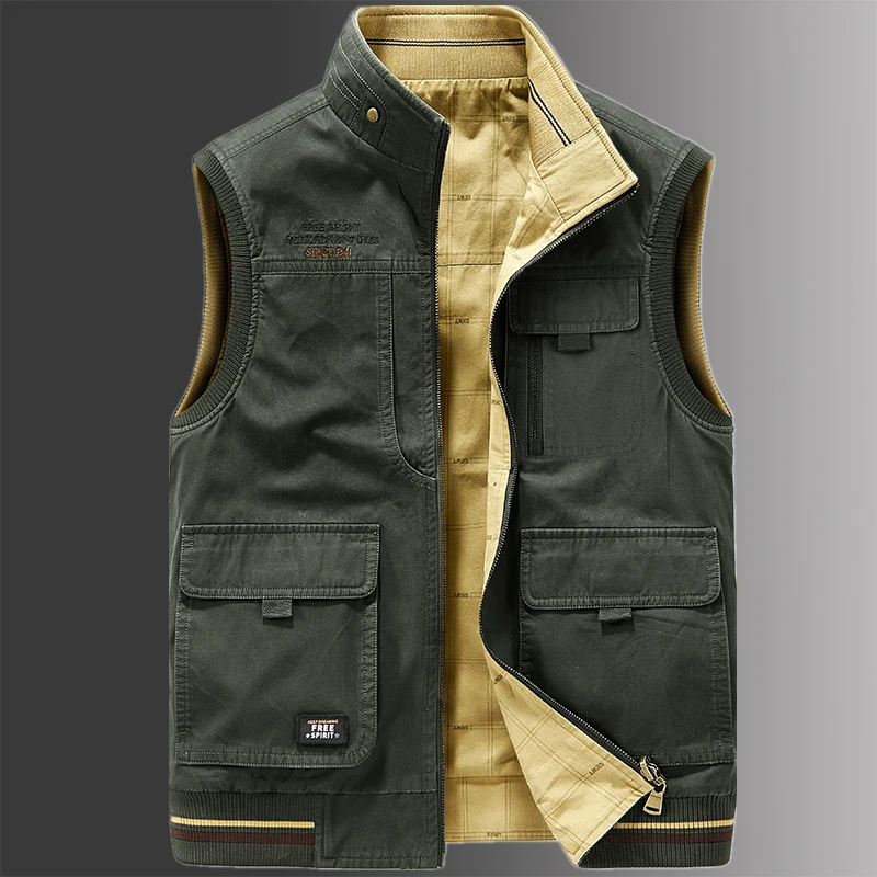 

Double-Sided Pure Cotton Stand Collar Svel Jaet Men's Spring Autumn Workwear Multi-ket Casual Faion Outerwear