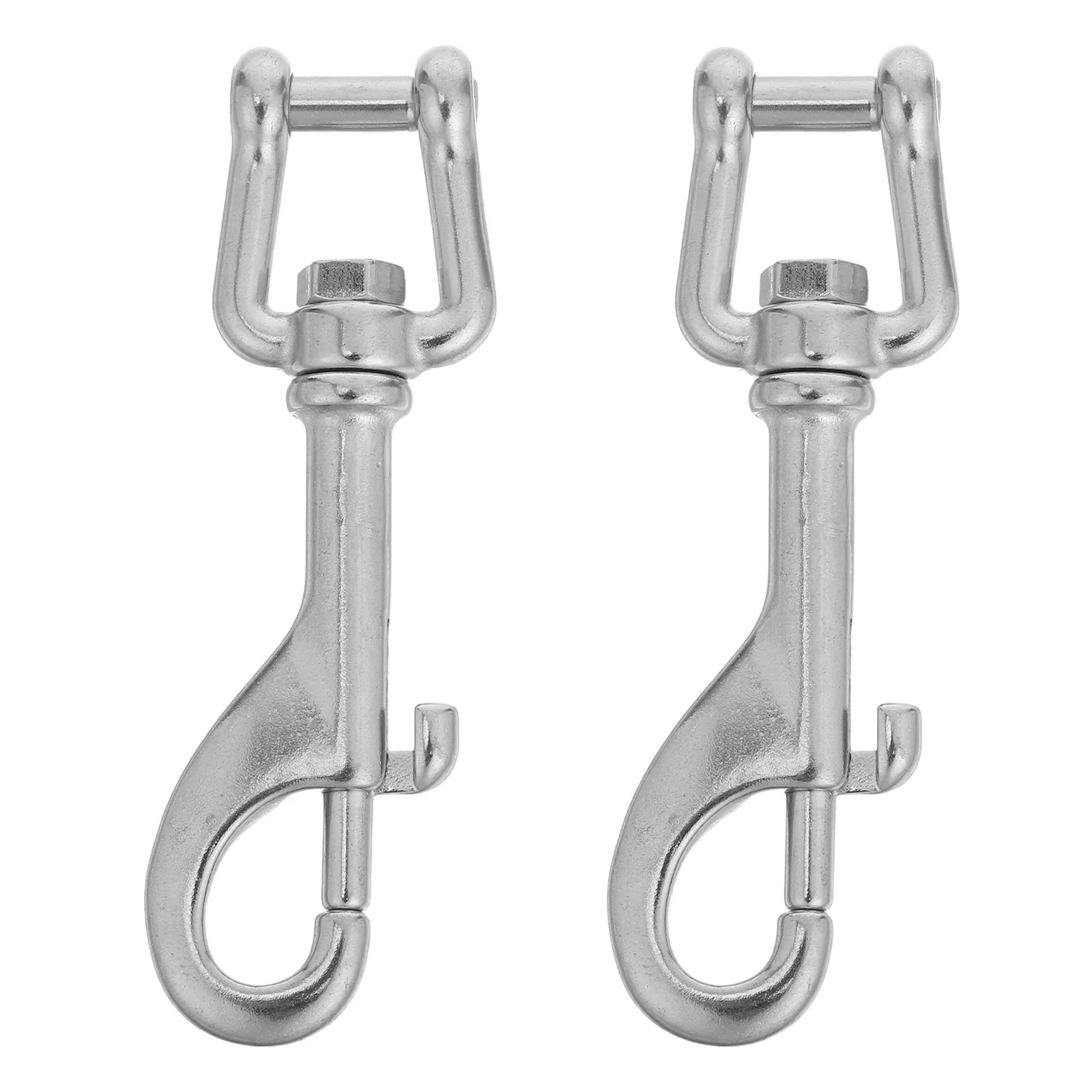 

2 шт. быстросъемных односторонних карабинов из морской нержавеющей стали с поворотным механизмом, защелкой и креплением для дайвинга, для акваланга и страховочных строп