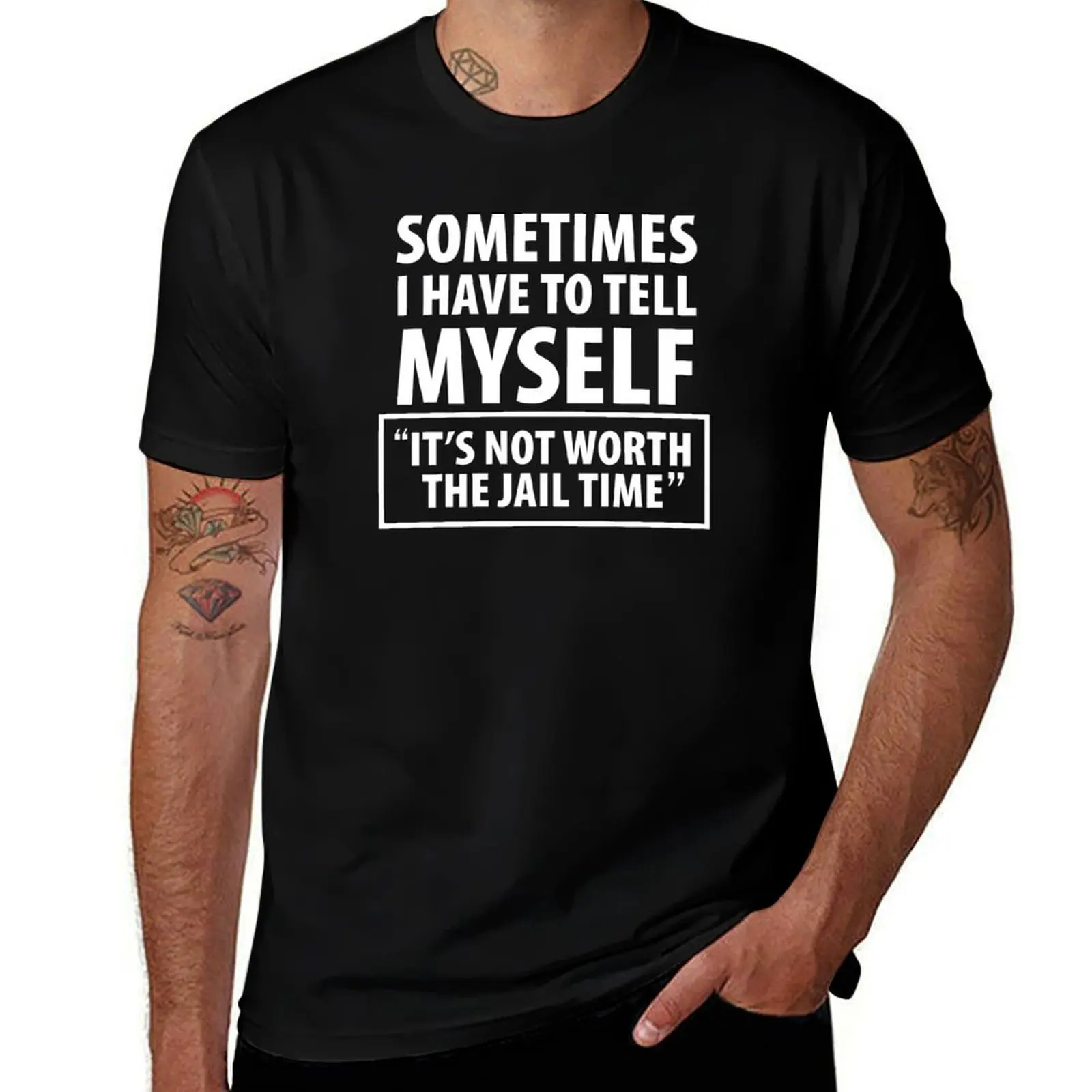 Sometimes I Have To Tell Myself It's Not Worth The Jail Time T-Shirt Louboutins blue lock Men's t shirts