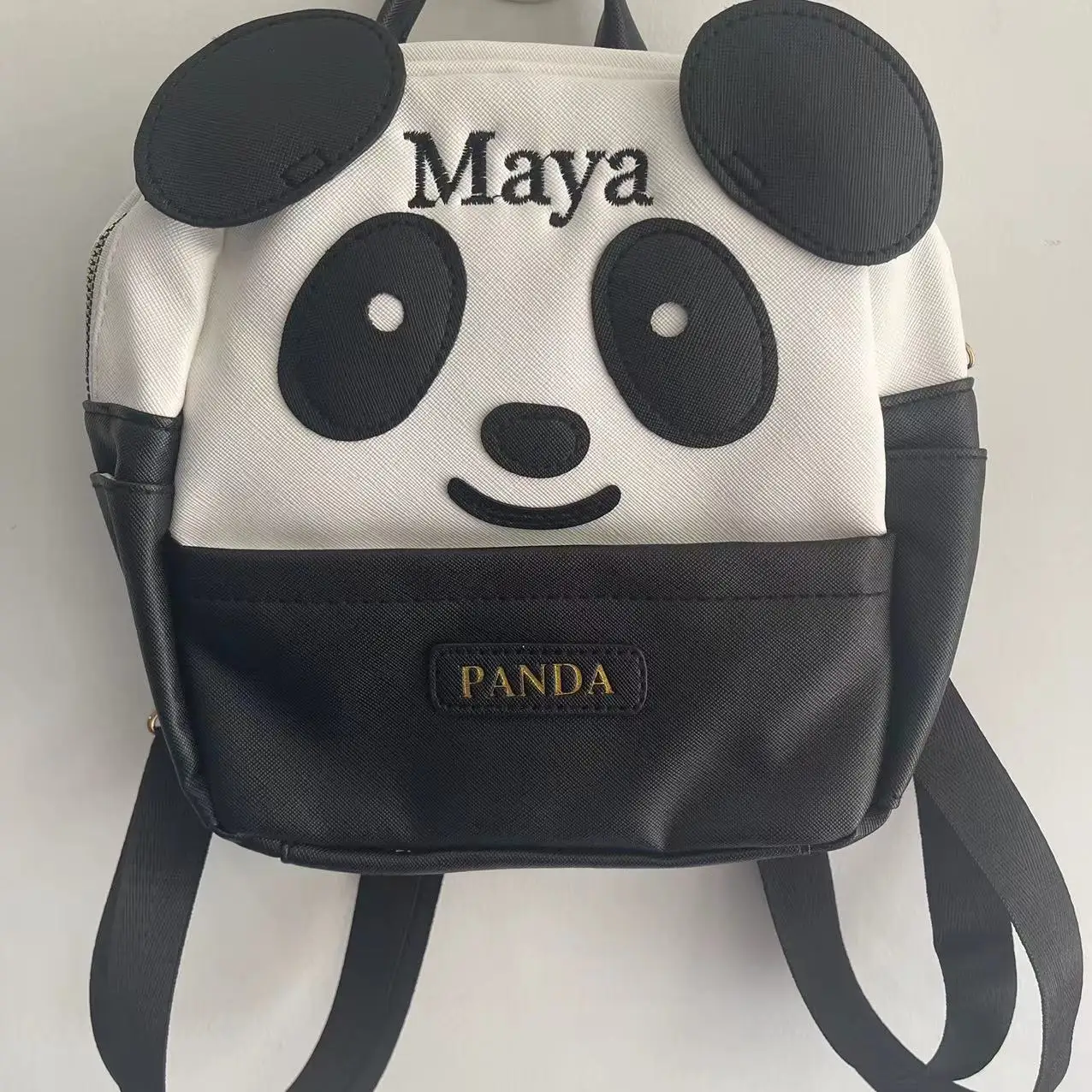 Zaino personalizzato personalizzato del panda del fumetto zaino dell'asilo leggero alla moda ricamato carino sacchetto regalo per i bambini