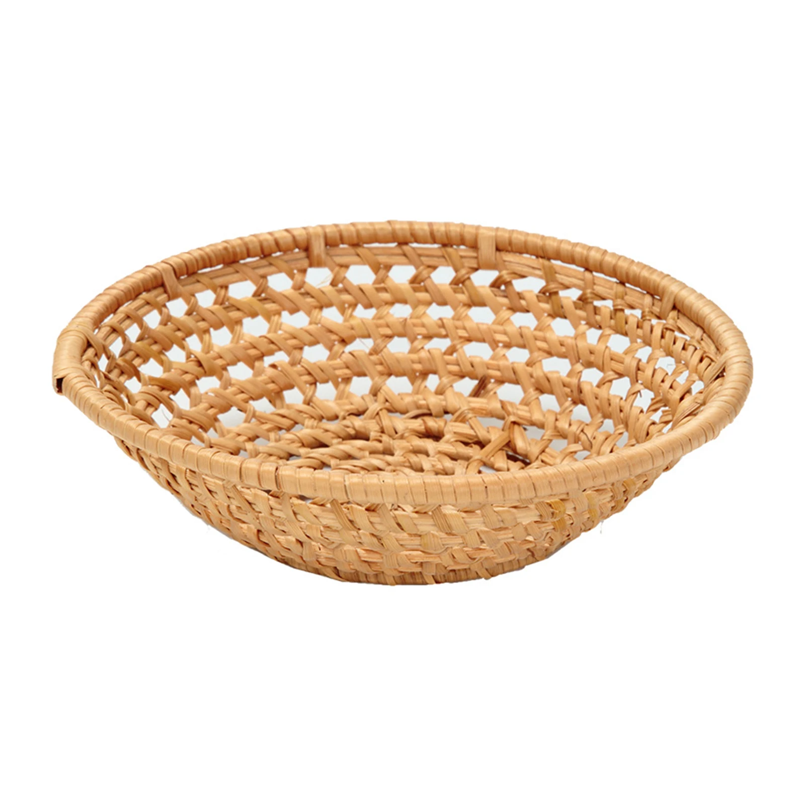 

Rattan Woven Tray Convenience Store Handmade Round Basket Food Craft Rattan Tray For Food Fruit Storage