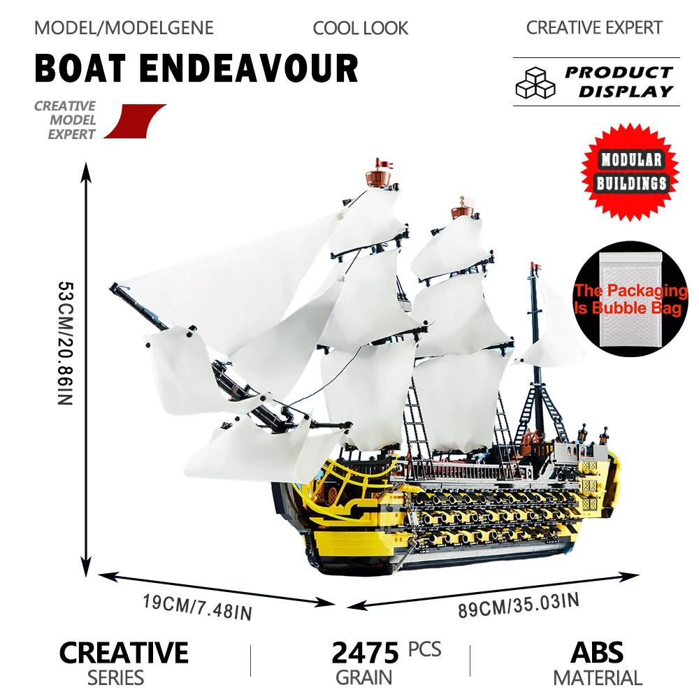Endeavour Schiffsmodell-Bausteine, exquisite Ornamente, Puzzle, riesige, schwierige Montage, Ziegelsteine, Weihnachtsspielzeug, Geschenke für Erwachsene